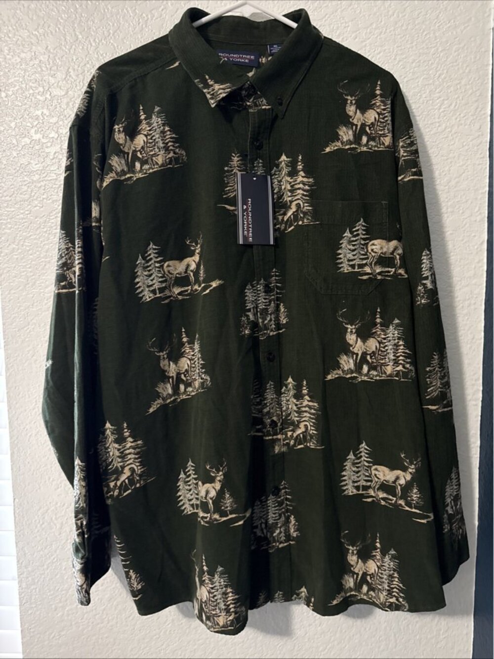 Roundtree & Yorke NWT Shirt Mens XL Outdoors Deer Hunting Corduroy Long Sleeve